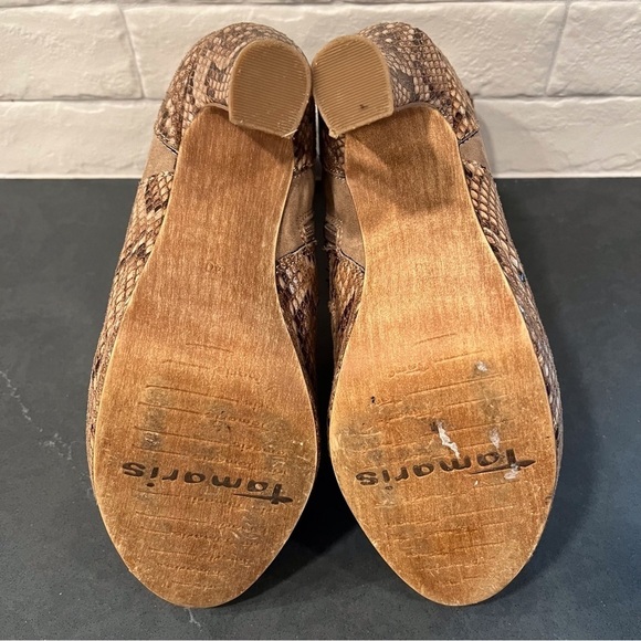 Tamaris sz 40 US 9.5-10 tan snakeprint faux leather heeled booties - Picture 9 of 12